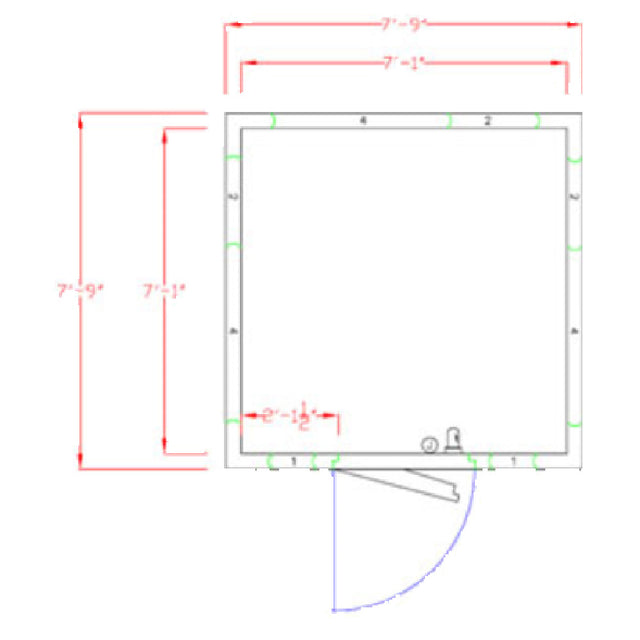 American Panel 8X8C-O Walk-In Cooler 7'-3-3/4" H X 7'-9" W X 7'-9" D Outdoor