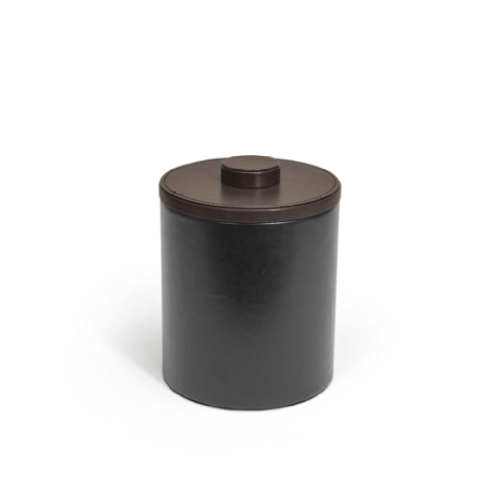FOH RIB057BKL21 2qt Round London Ice Bucket Black With Brown Lid Includes One RIB014BKL21-BTM 2qt Round London Ice Bucket Base Black