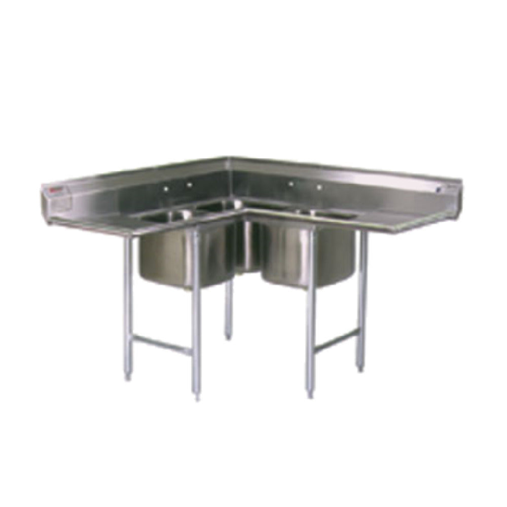 Eagle C314-10-3-12 314 Series Corner Sink Three Compartment 16/304 Stainless Steel Construction