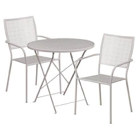 Flash Furniture CO-30RDF-02CHR2-SIL-GG Patio Table Set Includes (1) Folding Table: 30" Dia. X 28"H