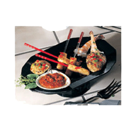 Bon Chef 90999106SLATE Prism Pedestal Tray 14-1/4" X 9-7/8" Aluminum With Ceramic-look Coating