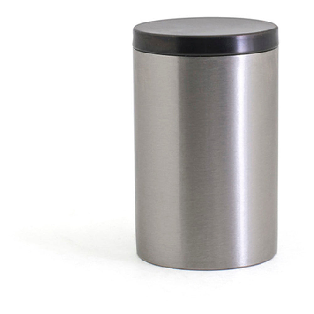 FOH RJR028BSS23 Round Brushed Stainless Jar With Lid Silver With Matte Black Lid