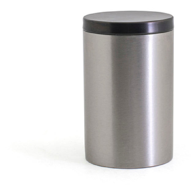 FOH RJR028BSS23 Round Brushed Stainless Jar With Lid Silver With Matte Black Lid