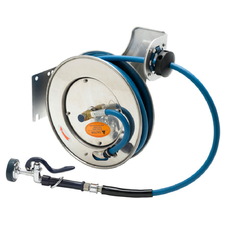 T&S Brass B-7133-01 Hose Reel System Open 1/2" X 35' Hose With High Flow Blue Spray Valve