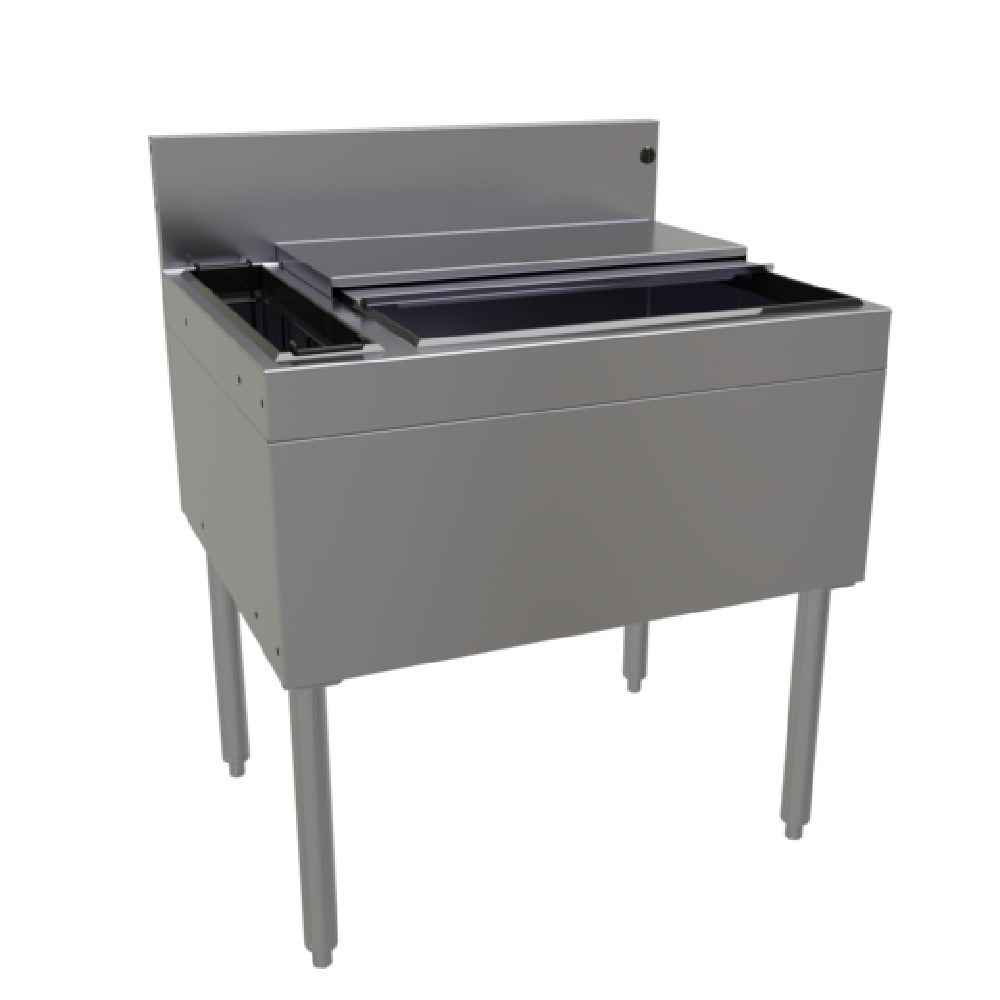 Glastender CBB-30L4-CP10 Underbar Ice Bin/Cocktail Unit With Bottle Well Storage