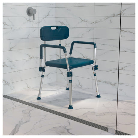 Flash Furniture DC-HY3523L-NV-GG Hercules Series Shower Chair 28" To 33" Adjustable Height