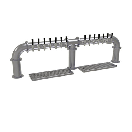 Glastender PB-14-SS Pipe Bridge Draft Dispensing Tower Countertop (14) Stainless Steel Faucets (handles Not Included)