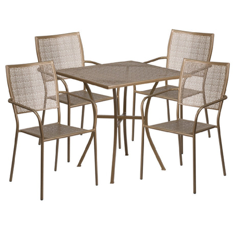 Flash Furniture CO-28SQ-02CHR4-GD-GG Patio Table Set Includes (1) Table: 28"W X 28"D X 28-1/4"H