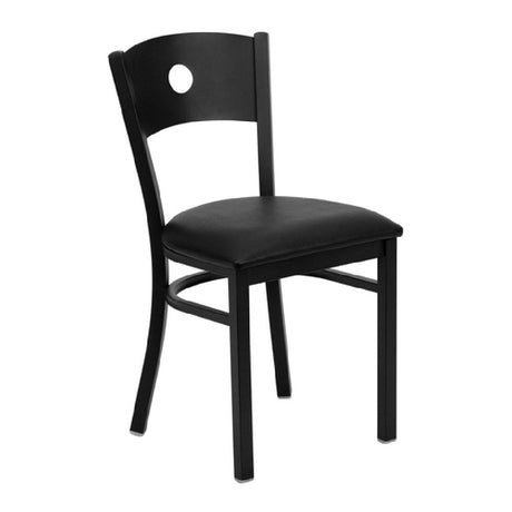 Flash Furniture XU-DG-60119-CIR-BLKV-GG Hercules Series Restaurant Chair Metal Back With Circle Cutout