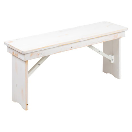 Flash Furniture XA-B-40X12-WH-GG Hercules Series Folding Rustic Farm Bench 40"W X 12"D X 17-1/2"H