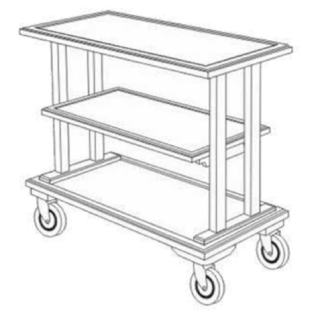 Forbes Industries 5534 Service Cart Open (3) Wood Veneer Shelves