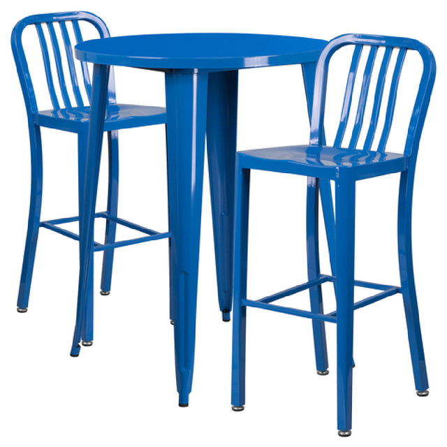 Flash Furniture CH-51090BH-2-30VRT-BL-GG Table And Bar Stool Set Includes (1) 30" Dia. X 41"H Table