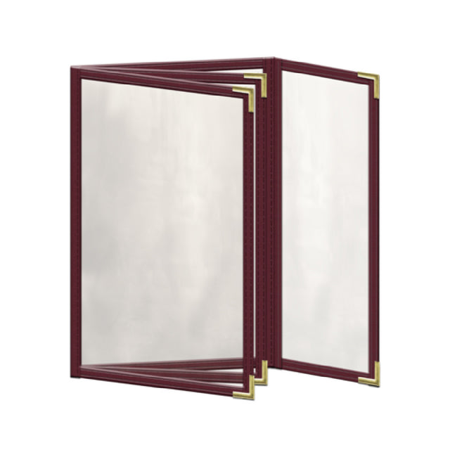 Risch TETBQ 5.5X8.5 Deluxe Clear Sewn Menu Cover 5-1/2" X 8-1/2" Triple Pocket Booklet