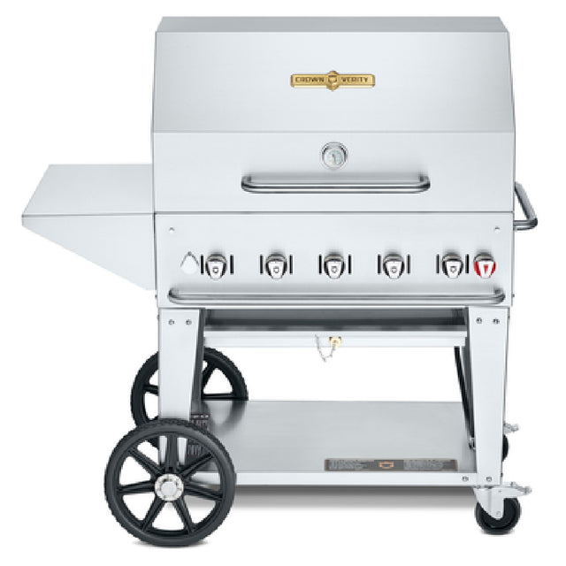 Crown Verity CV-MCB-36PKG Mobile Outdoor Charbroiler LP Gas 34" X 21" Grill Area