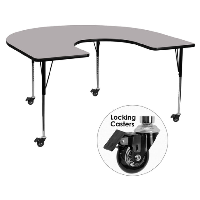 Flash Furniture XU-A6066-HRSE-GY-T-A-CAS-GG Activity Table 66"W X 60"D X 22-1/4" To 30-2/5" Adjustable Height