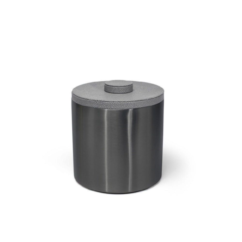 FOH RIB037BKS21 3qt Round Brushed Stainless Ice Bucket Matte Black With Belize Smoke Lid