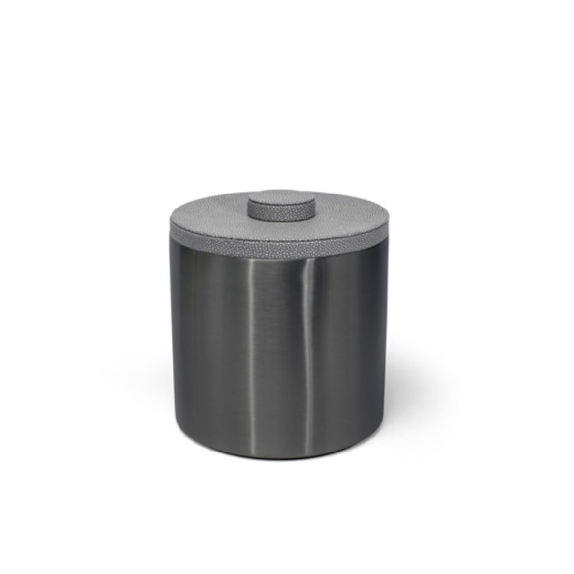 FOH RIB037BKS21 3qt Round Brushed Stainless Ice Bucket Matte Black With Belize Smoke Lid