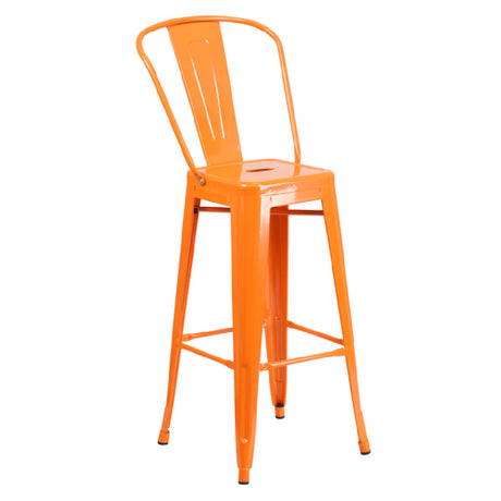 Flash Furniture CH-31320-30GB-OR-GG Bar Stool 500 Lb. Weight Capacity Curved Back With Vertical Slat