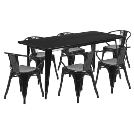 Flash Furniture ET-CT005-6-70-BK-GG Table And Chair Set Includes (1) 63"W X 31-1/2"D X 29-1/2"H Table