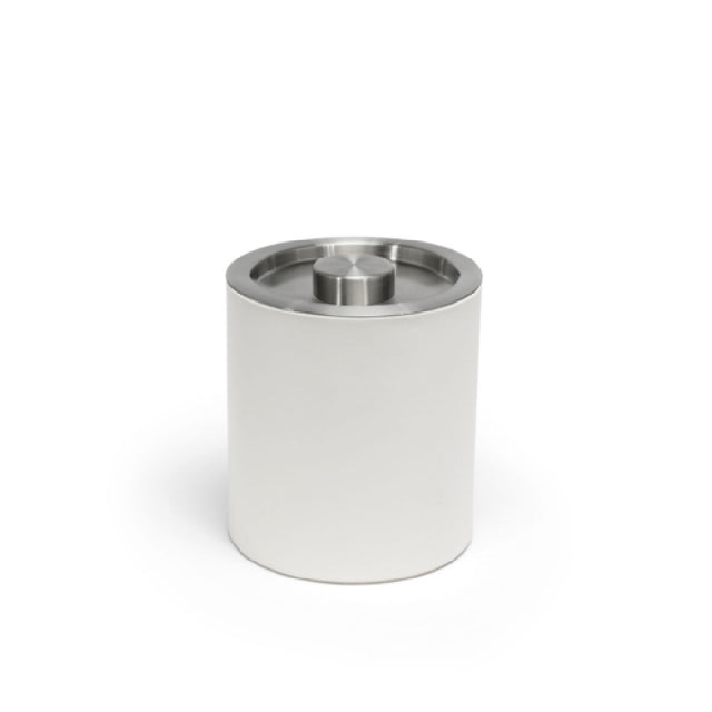 FOH RIB063WHL21 2qt Round London Ice Bucket White With Brushed Stainless Lid