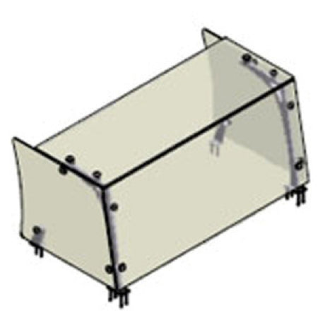 Atlas Metal VGG6-3 Gardian™ Sneeze Guard 49"W Full Service Protector With 14" Top Shelf & (2) End Glass Panels