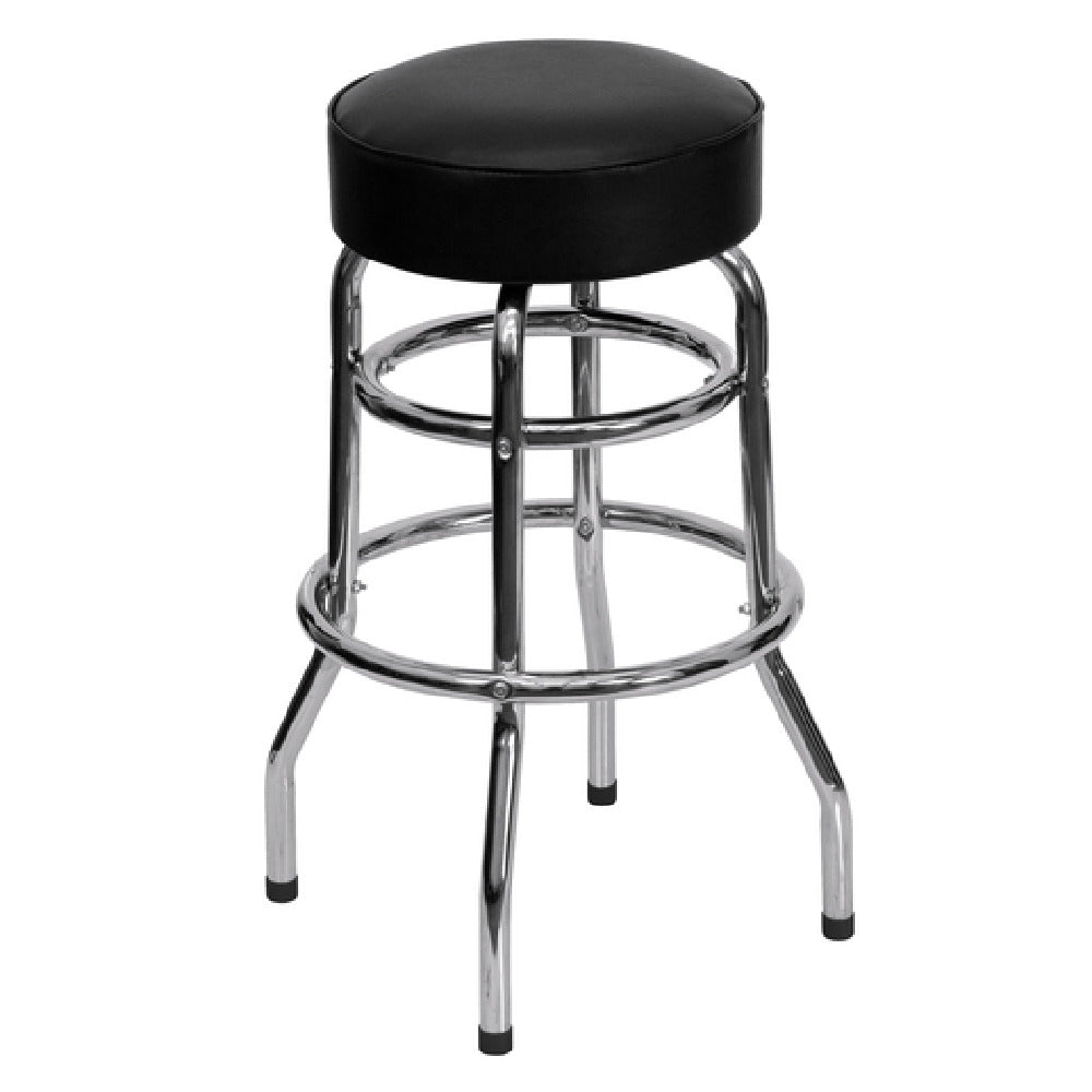 Flash Furniture XU-D-100-GG Bar Stool Backless Black Vinyl Upholstered Padded Swivel Seat