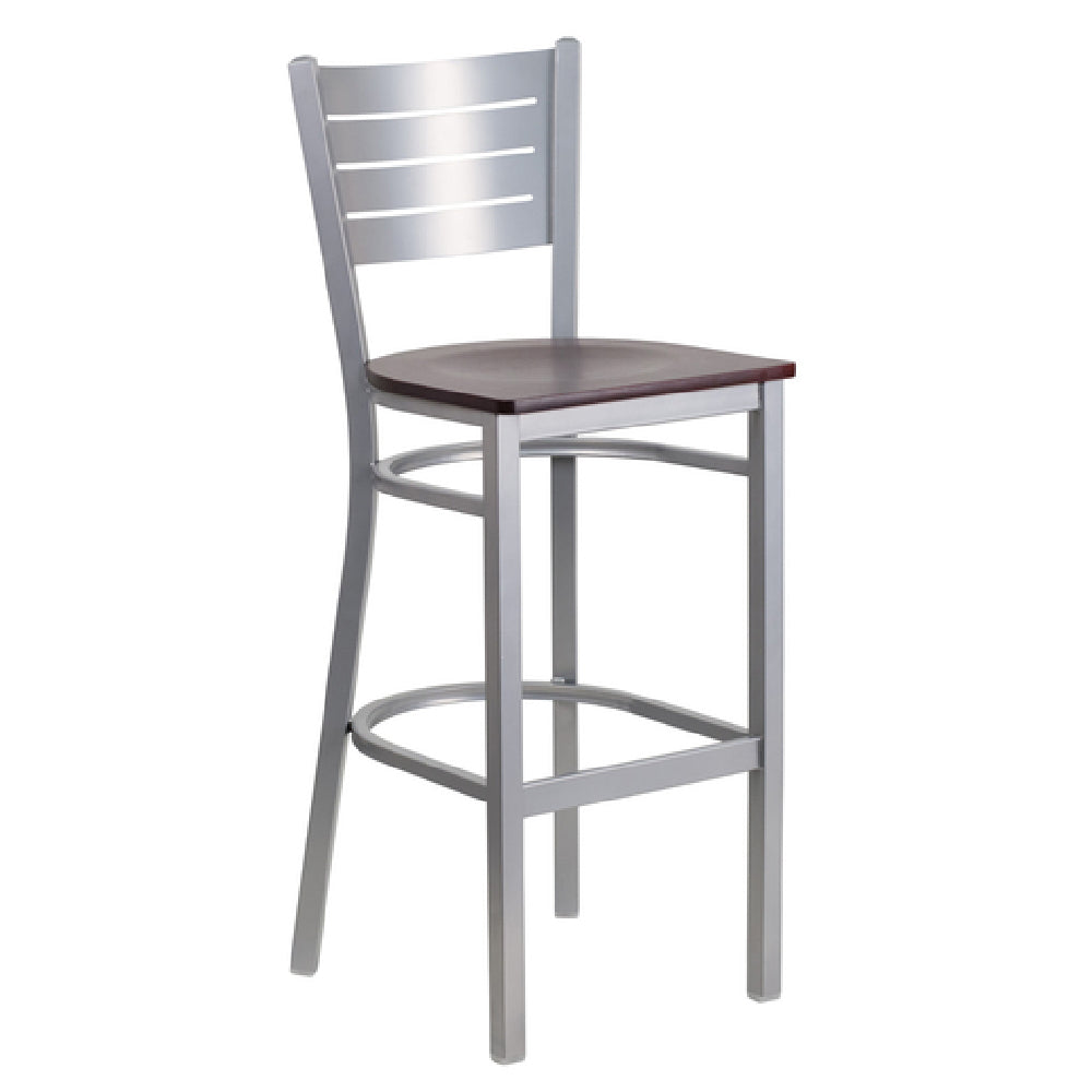 Flash Furniture XU-DG-60402-BAR-MAHW-GG Hercules Series Restaurant Bar Stool Metal Cutout Slat Back