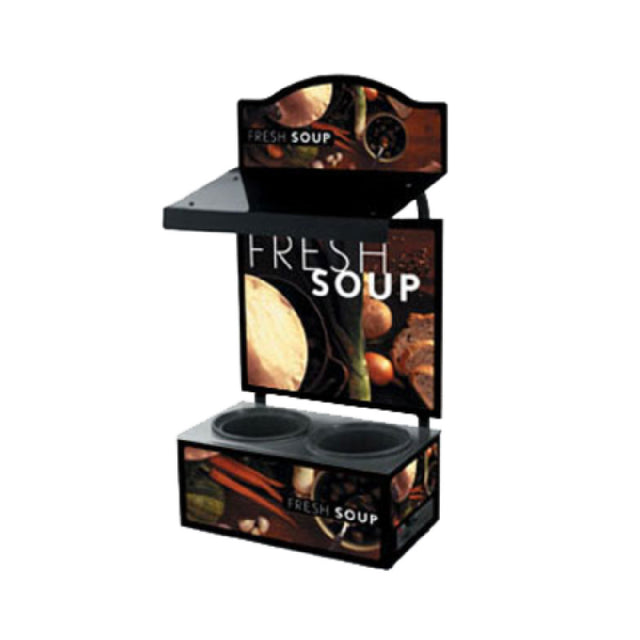 Vollrath 7203202 Cayenne® Twin Well Soup Merchandiser With Menu Board Canopy With Light & Tuscan Graphics