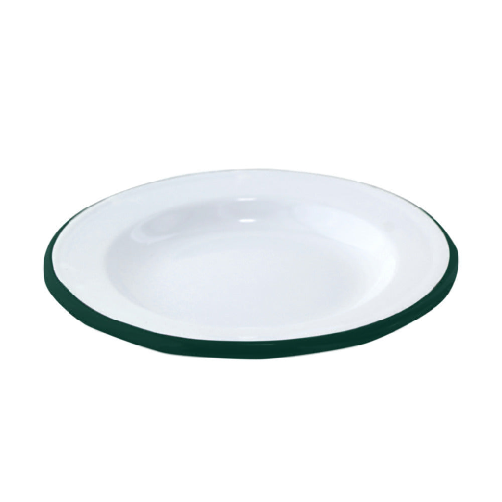 PacknWood 294ENASV18 - Plate, 7.1" Dia., White With Green Rim