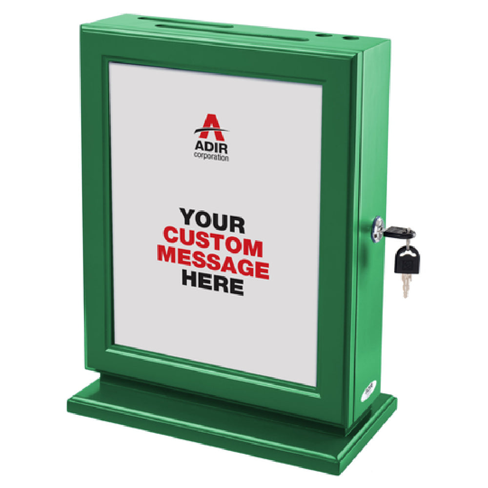 Alpine Industries ADI632-GRN Suggestion Box With Sign Holder 10-1/2" X 14"H Lock & Key