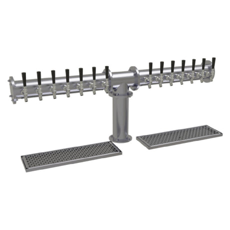 Glastender PT-14-SSR Pipe Tee Draft Dispensing Tower Countertop (14) Stainless Steel Faucets (handles Not Included)