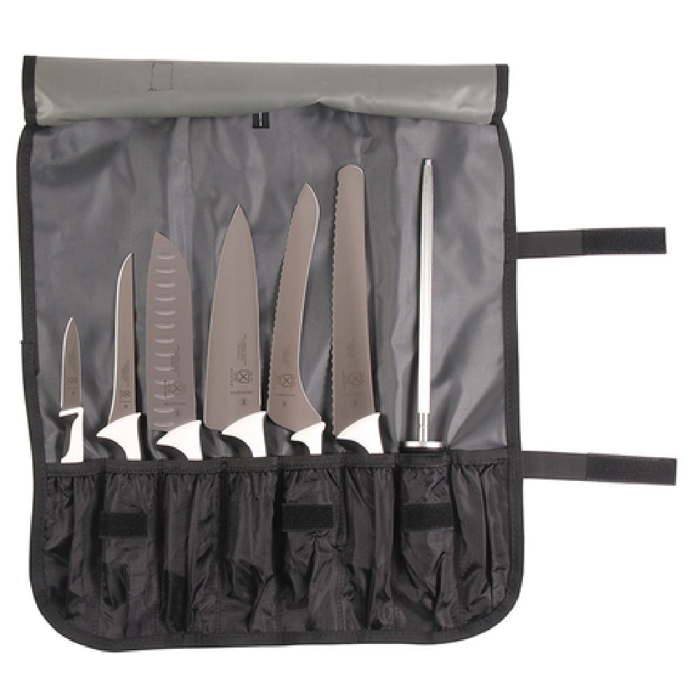 Mercer Culinary M21821WH Millennia® Knife Roll Set 8 Piece Includes: (1) 7-pocket Roll With Detachable