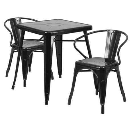 Flash Furniture CH-31330-2-70-BK-GG Table And Chair Set Includes (1) 23-3/4"W X 23-3/4"D X 29"H Table (footprint: 27-3/4"W X 27-3/4"D)