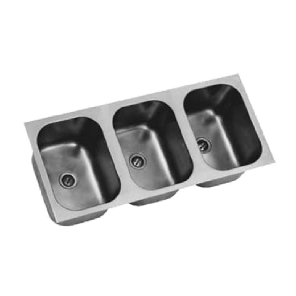 Eagle FDI-10-14-9.5-3 Weld-In Sink Three Compartment 10" Wide X 14" Front-to-back X 9-1/2" Deep Bowls