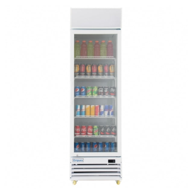 Empura Refrigeration EGM-13W Reach In Bottom-Mount Stainless Steel Refrigerator 81" W 1 Full-Height Glass Door 13 Cu Ft