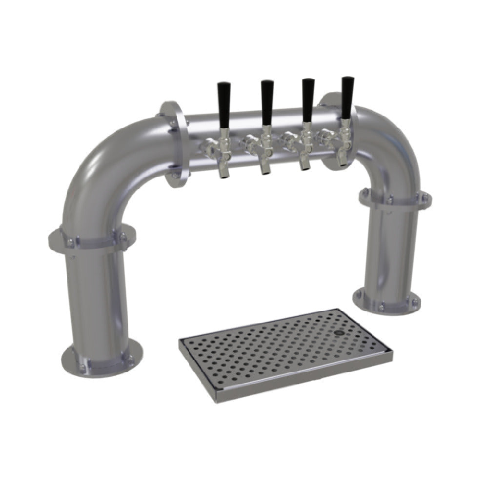 Glastender PP-4-SSR Pipe Pass-Thru Draft Dispensing Tower Countertop (4) Stainless Steel Faucets (handles Not Included)