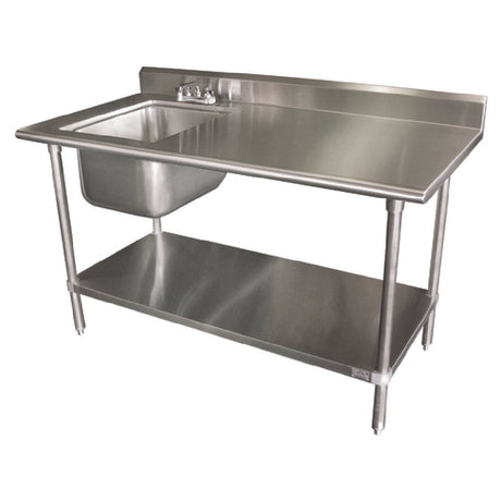 Advance Tabco KMS-11B-305L Work Table With Prep Sink 60"W X 30"D 16 Gauge 304 Stainless Steel Top With 16"W X 20"D Front-to-back X 12" Deep Sink Bowl On Left