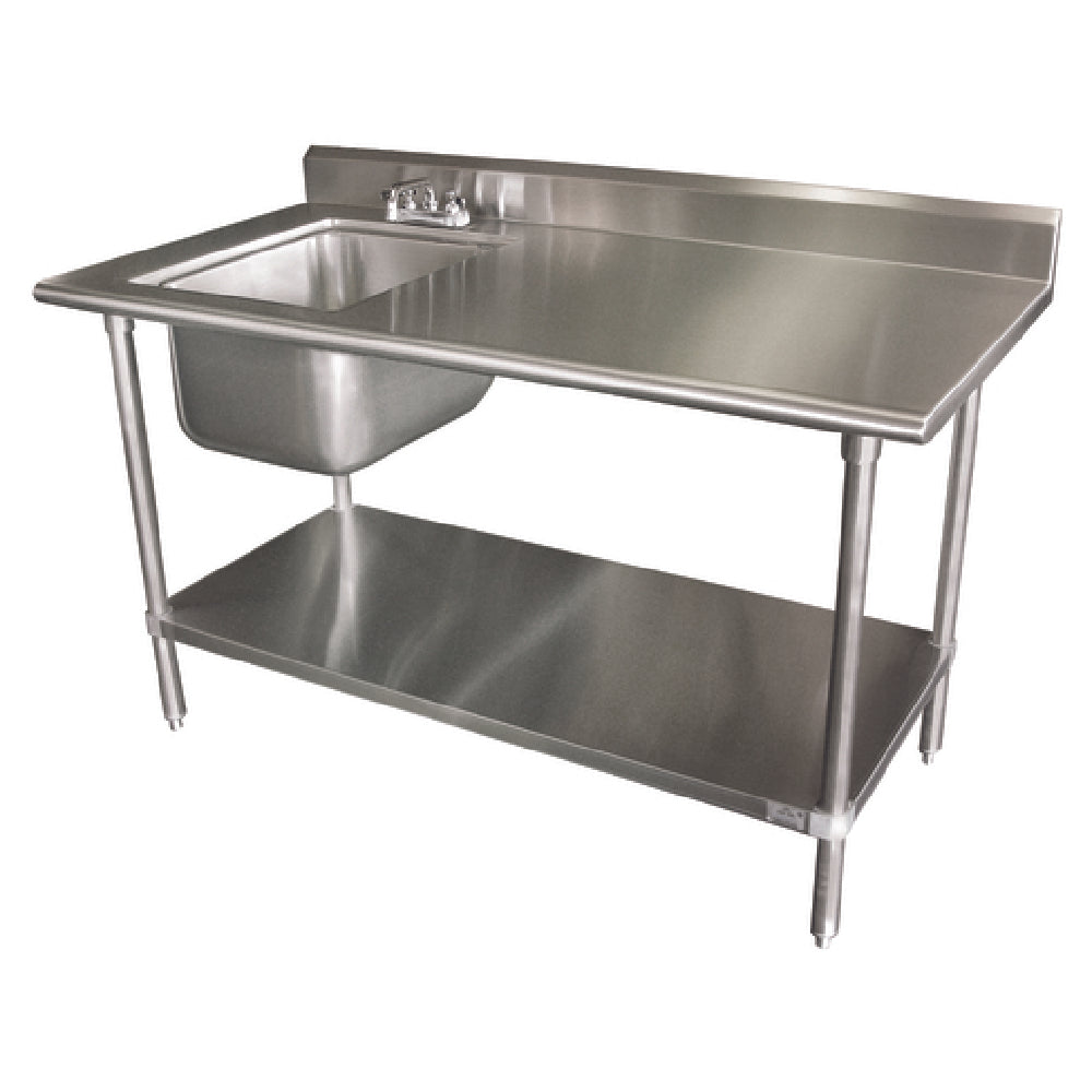 Advance Tabco KMS-11B-306L Work Table With Prep Sink 72"W X 30"D 16 Gauge 304 Stainless Steel Top With 16"W X 20"D Front-to-back X 12" Deep Sink Bowl On Left