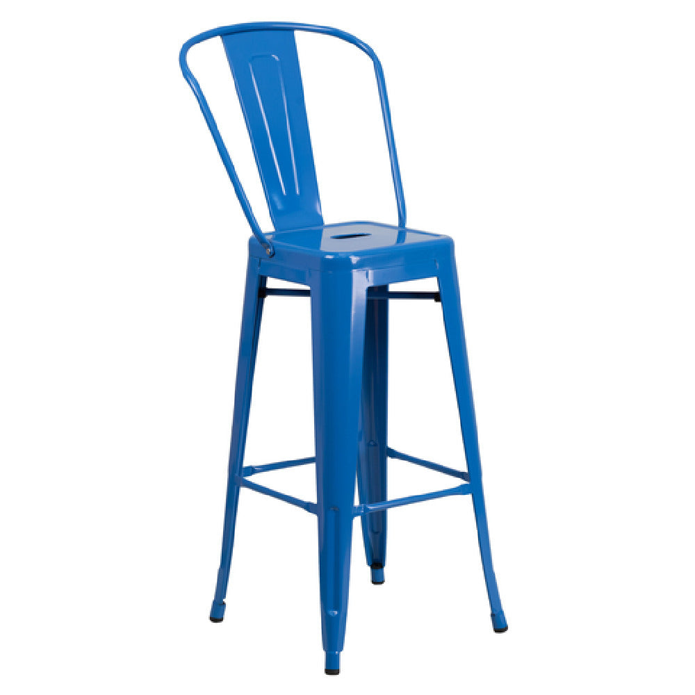 Flash Furniture CH-31320-30GB-BL-GG Bar Stool 500 Lb. Weight Capacity Curved Back With Vertical Slat