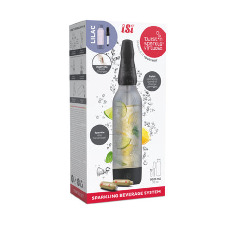 ISi North America 10951401 - ISi® Twist'n Sparkle Virtuoso Set, Lilac, Refillable 1 Liter PET Bottle (BPA And Phthalate-free) In Silicone Sleeve