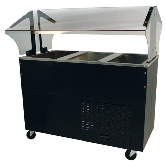 Advance Tabco BMACP3-B-SB Serving Counter With Mechanically Assisted Cold Pan Includes: Double Sided Sneeze Guard