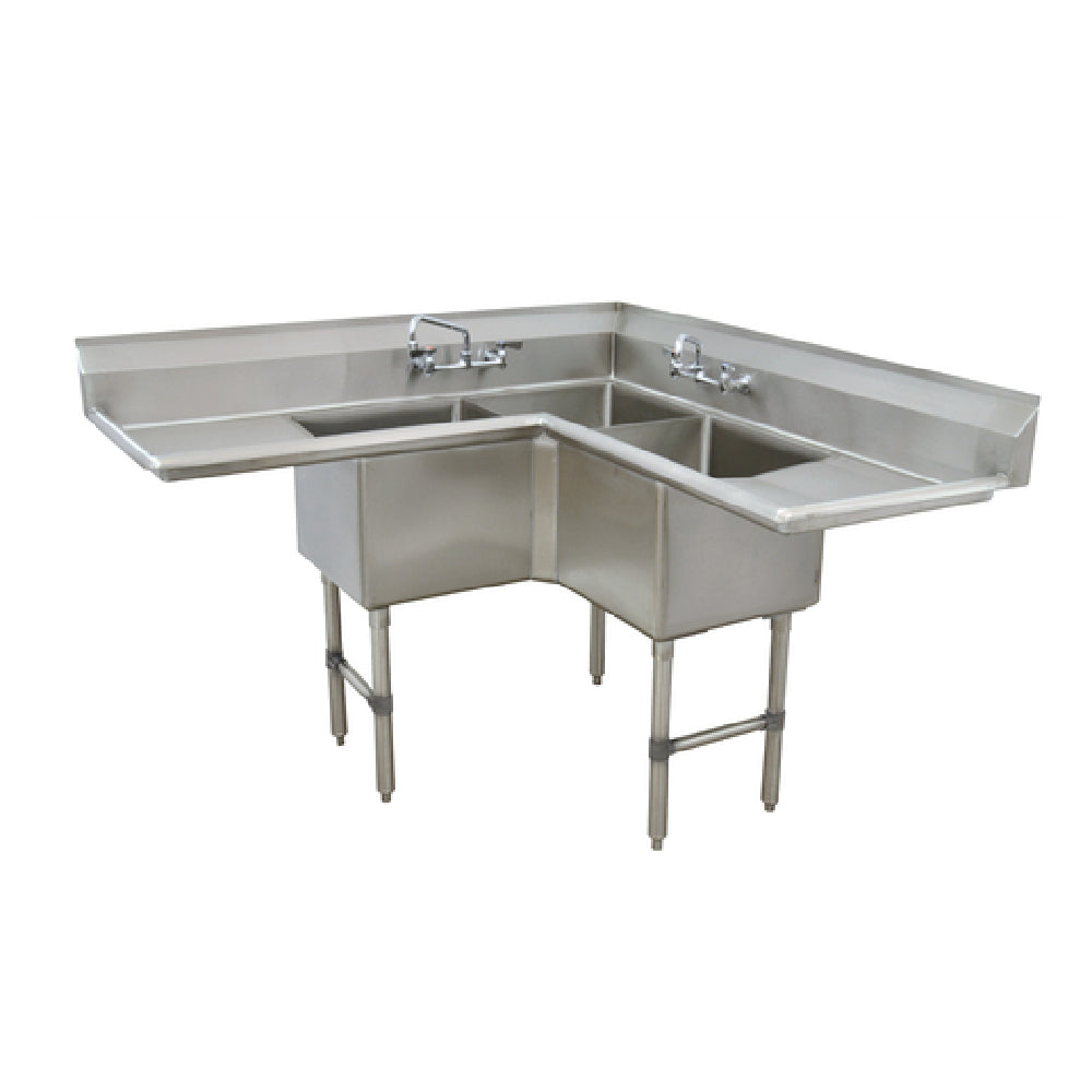 Advance Tabco FC-K6-18D-X Special Value Fabricated NSF Corner Sink 3-compartment L Shaped