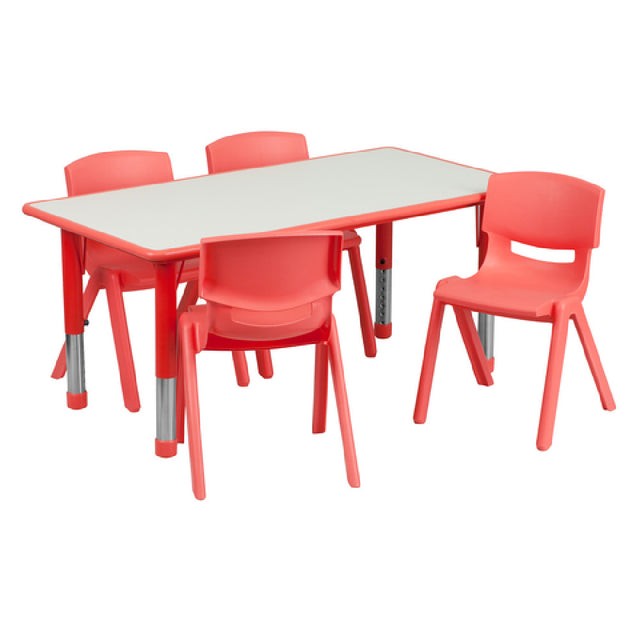 Flash Furniture YU-YCY-060-0034-RECT-TBL-RED-GG Preschool Activity Table Set Includes (1) Table: 47-1/4"W X 23-5/8"D X 14-1/2" 23-3/4" Adjustable Height