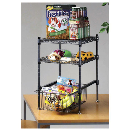 Hubert 52520 - Display Shelf Rack & Basket, 3-tier, 18" X 12" X 18-1/2"H