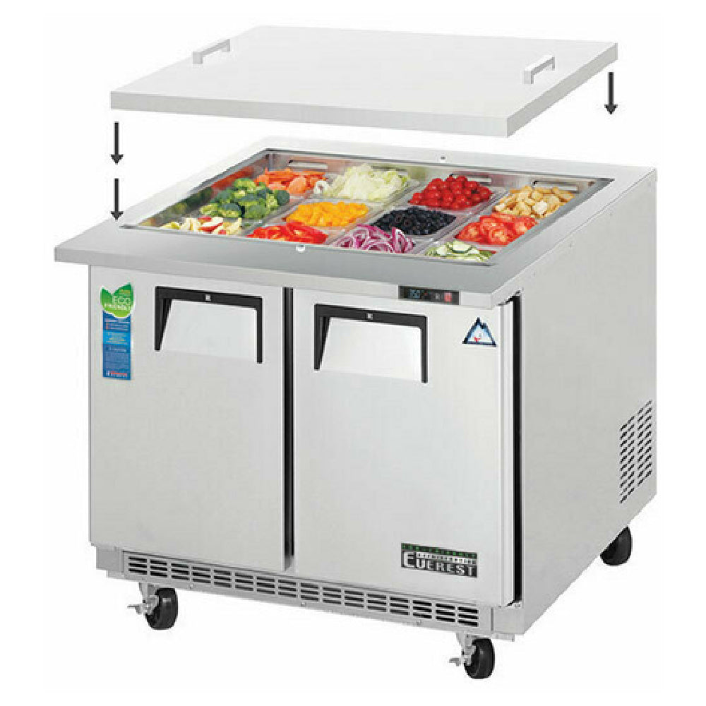 Everest Refrigeration EOTPS2 Open Top Prep Table Mega-Top Two-section