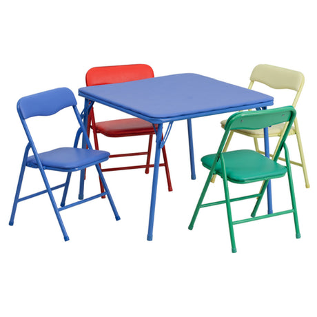 Flash Furniture JB-9-KID-GG Kid's Folding Table And Chair Set Includes (1) 24"W X 24"D X 20-1/4"H Square Blue Folding Table