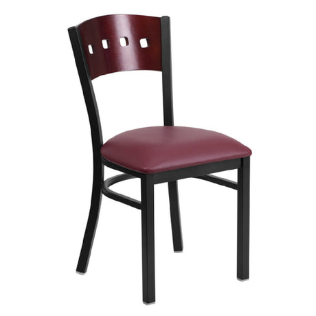 Flash Furniture XU-DG-6Y1B-MAH-BURV-GG Hercules Series Restaurant Chair Mahogany Finish Plywood Back With (4) Square Cutouts