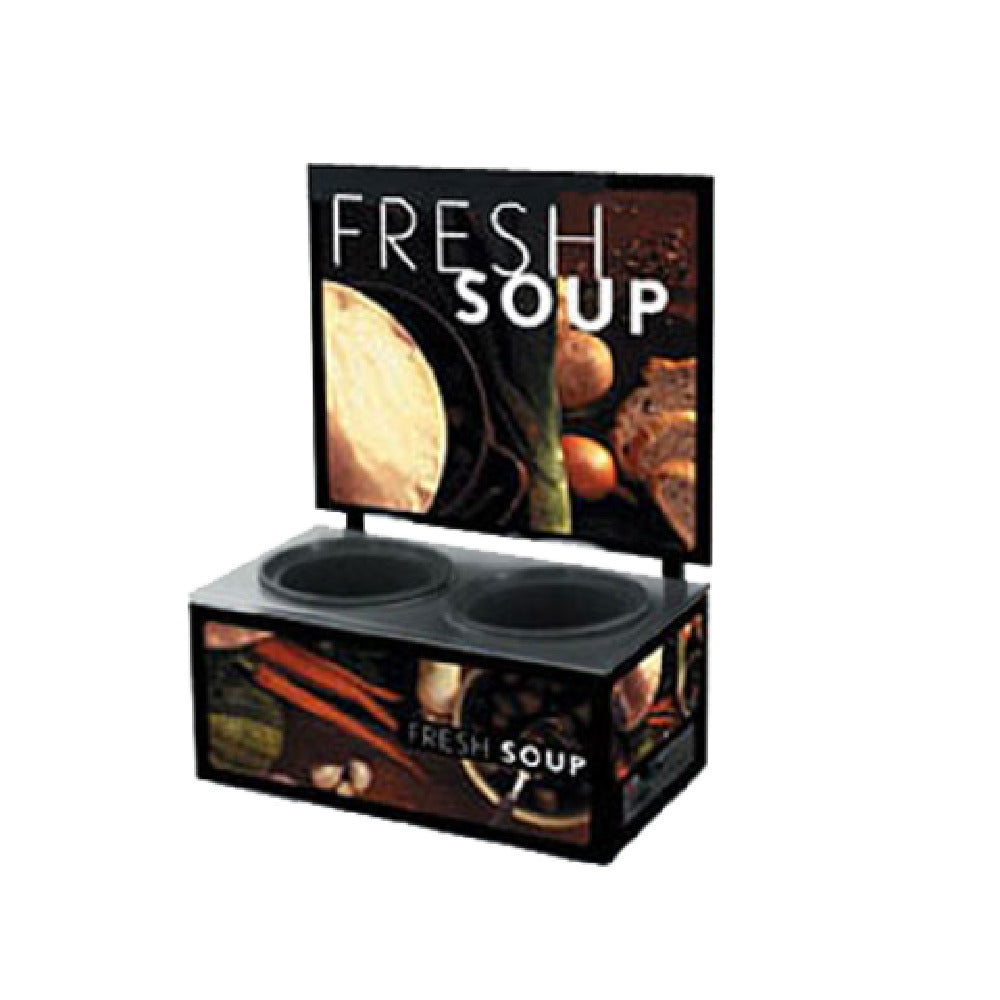 Vollrath 7203102 Cayenne® Twin Well Soup Merchandiser With Menu Board & Tuscan Graphics