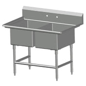 SPG 2SL1618 - Universal Stainless Sink, Two Compartment, 18" Front-to-back X 16" Wide Sink Compartment