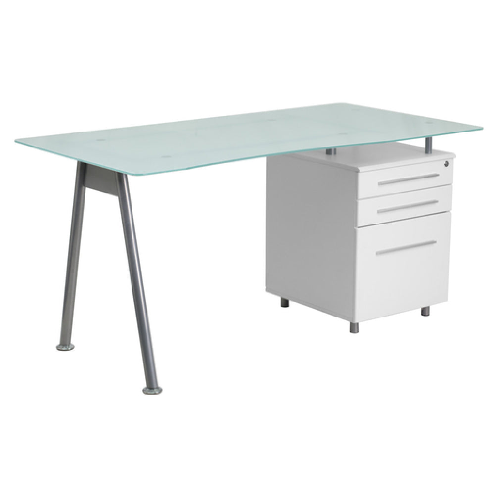 Flash Furniture NAN-WK-021-GG Computer Desk 59"W X 31-1/2"D X 29-1/2"H Frosted Tempered Glass Top